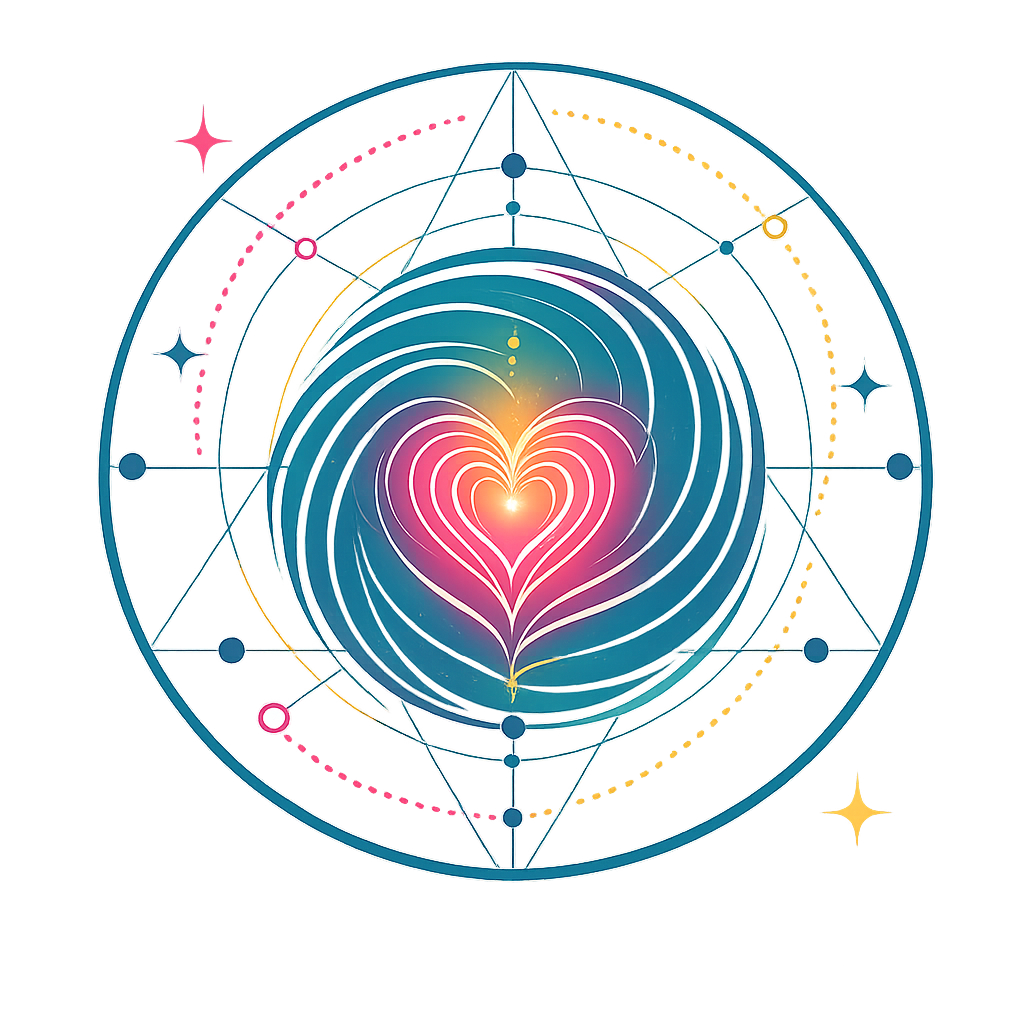 Energy archetype mandala with heart and colored rings